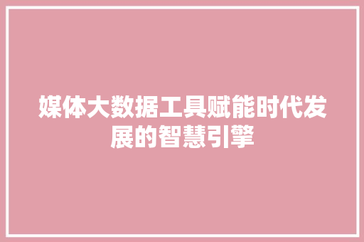 媒体大数据工具赋能时代发展的智慧引擎
