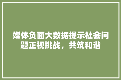 媒体负面大数据提示社会问题正视挑战，共筑和谐