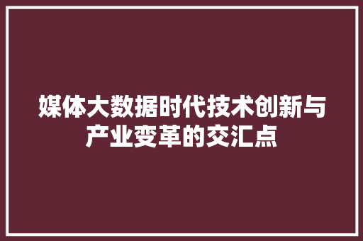 媒体大数据时代技术创新与产业变革的交汇点