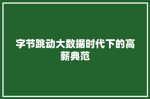字节跳动大数据时代下的高薪典范