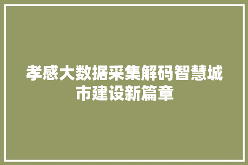 孝感大数据采集解码智慧城市建设新篇章