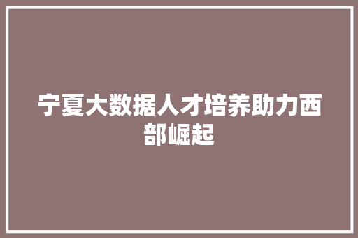 宁夏大数据人才培养助力西部崛起