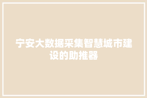宁安大数据采集智慧城市建设的助推器