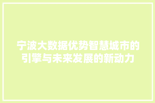 宁波大数据优势智慧城市的引擎与未来发展的新动力