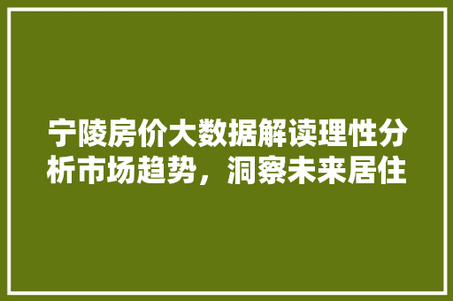 宁陵房价大数据解读理性分析市场趋势，洞察未来居住价值