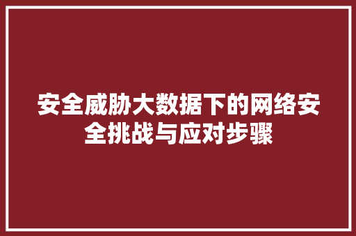 安全威胁大数据下的网络安全挑战与应对步骤