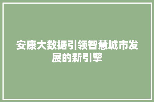 安康大数据引领智慧城市发展的新引擎