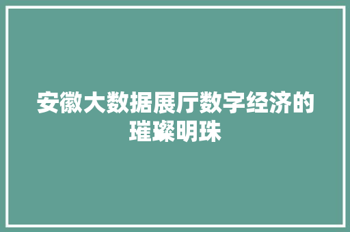 安徽大数据展厅数字经济的璀璨明珠