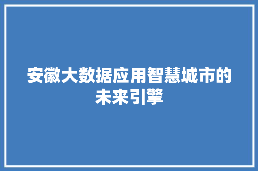 安徽大数据应用智慧城市的未来引擎