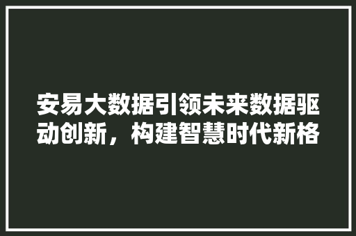 安易大数据引领未来数据驱动创新，构建智慧时代新格局
