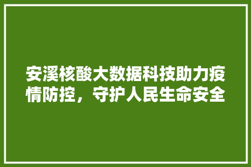 安溪核酸大数据科技助力疫情防控，守护人民生命安全