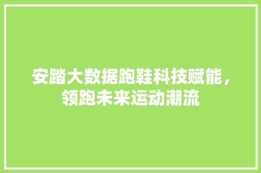 安踏大数据跑鞋科技赋能，领跑未来运动潮流