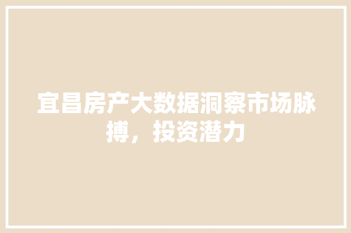 宜昌房产大数据洞察市场脉搏，投资潜力