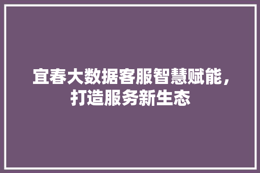 宜春大数据客服智慧赋能，打造服务新生态