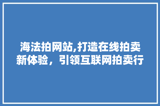 海法拍网站,打造在线拍卖新体验，引领互联网拍卖行业新潮流 海法拍网站,打造在线拍卖新体验，引领互联网拍卖行业新潮流 建站教程
