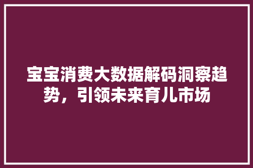 宝宝消费大数据解码洞察趋势，引领未来育儿市场