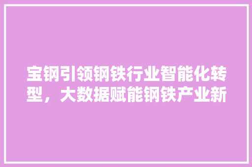 宝钢引领钢铁行业智能化转型，大数据赋能钢铁产业新未来