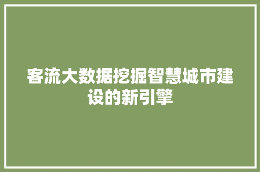客流大数据挖掘智慧城市建设的新引擎