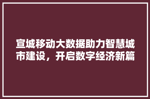 宣城移动大数据助力智慧城市建设，开启数字经济新篇章
