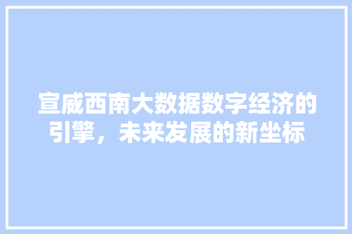 宣威西南大数据数字经济的引擎，未来发展的新坐标