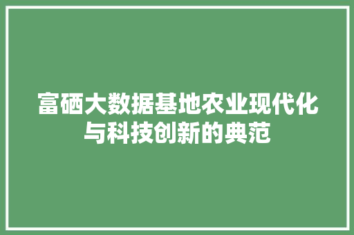 富硒大数据基地农业现代化与科技创新的典范