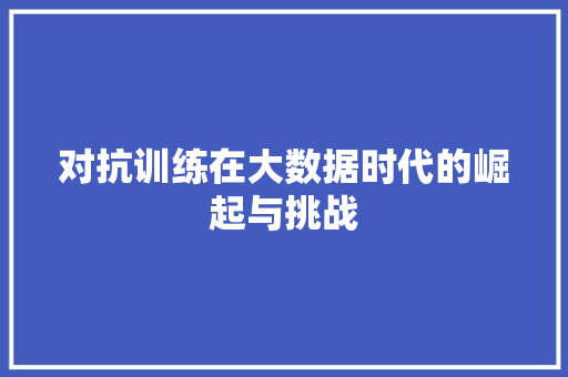 对抗训练在大数据时代的崛起与挑战