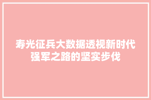 寿光征兵大数据透视新时代强军之路的坚实步伐