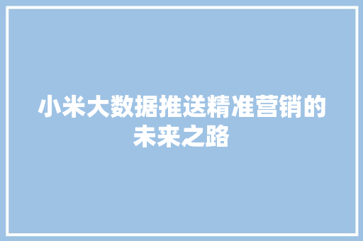 小米大数据推送精准营销的未来之路