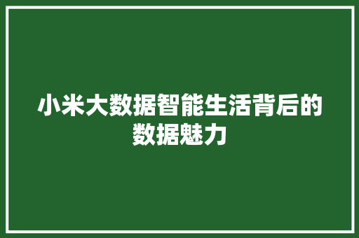 小米大数据智能生活背后的数据魅力
