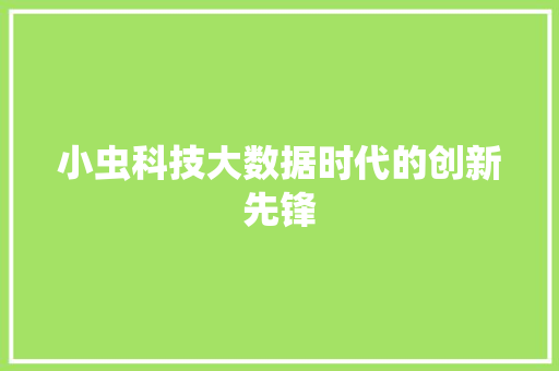 小虫科技大数据时代的创新先锋