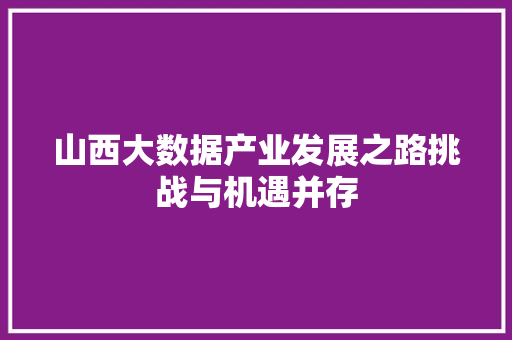 山西大数据产业发展之路挑战与机遇并存