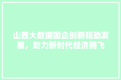 山西大数据国企创新驱动发展，助力新时代经济腾飞