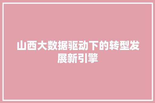 山西大数据驱动下的转型发展新引擎