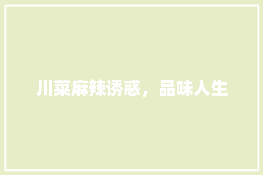 川菜麻辣诱惑，品味人生