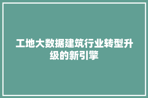 工地大数据建筑行业转型升级的新引擎