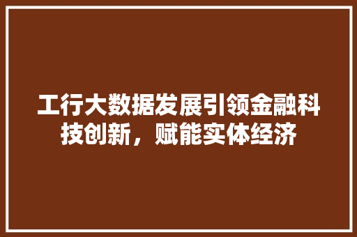 工行大数据发展引领金融科技创新，赋能实体经济