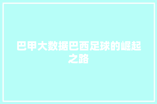 巴甲大数据巴西足球的崛起之路