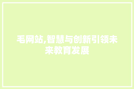 毛网站,智慧与创新引领未来教育发展