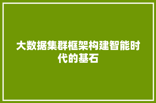 大数据集群框架构建智能时代的基石