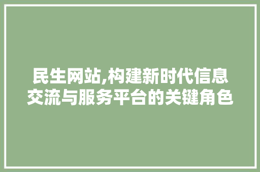 民生网站,构建新时代信息交流与服务平台的关键角色 民生网站,构建新时代信息交流与服务平台的关键角色 WordPress教程
