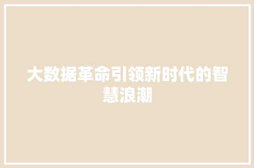 大数据革命引领新时代的智慧浪潮