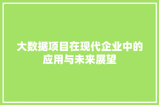 大数据项目在现代企业中的应用与未来展望