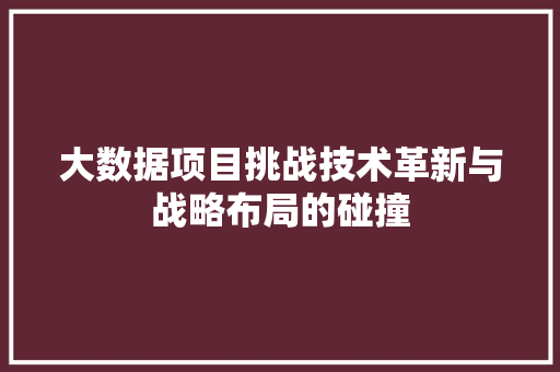 大数据项目挑战技术革新与战略布局的碰撞