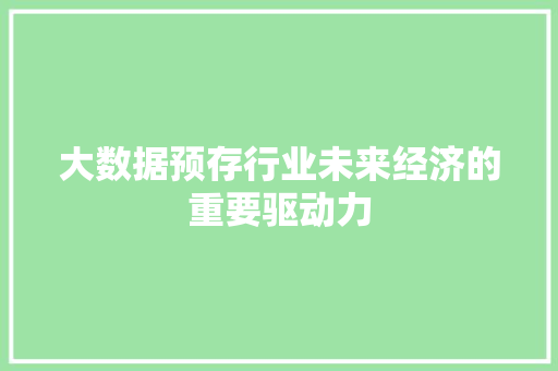 大数据预存行业未来经济的重要驱动力