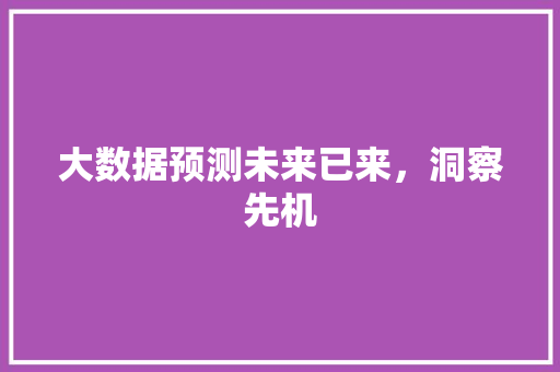 大数据预测未来已来，洞察先机