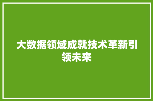 大数据领域成就技术革新引领未来
