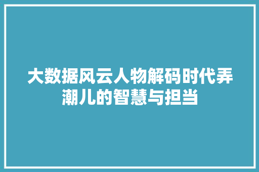 大数据风云人物解码时代弄潮儿的智慧与担当 Web前端