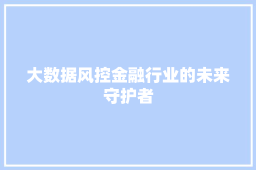 大数据风控金融行业的未来守护者 WordPress教程