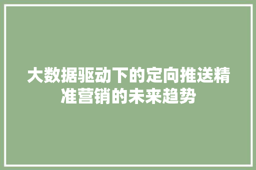 大数据驱动下的定向推送精准营销的未来趋势