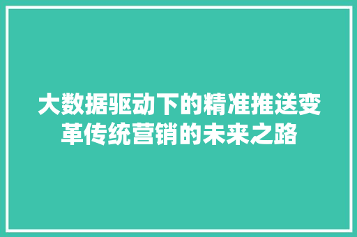 大数据驱动下的精准推送变革传统营销的未来之路